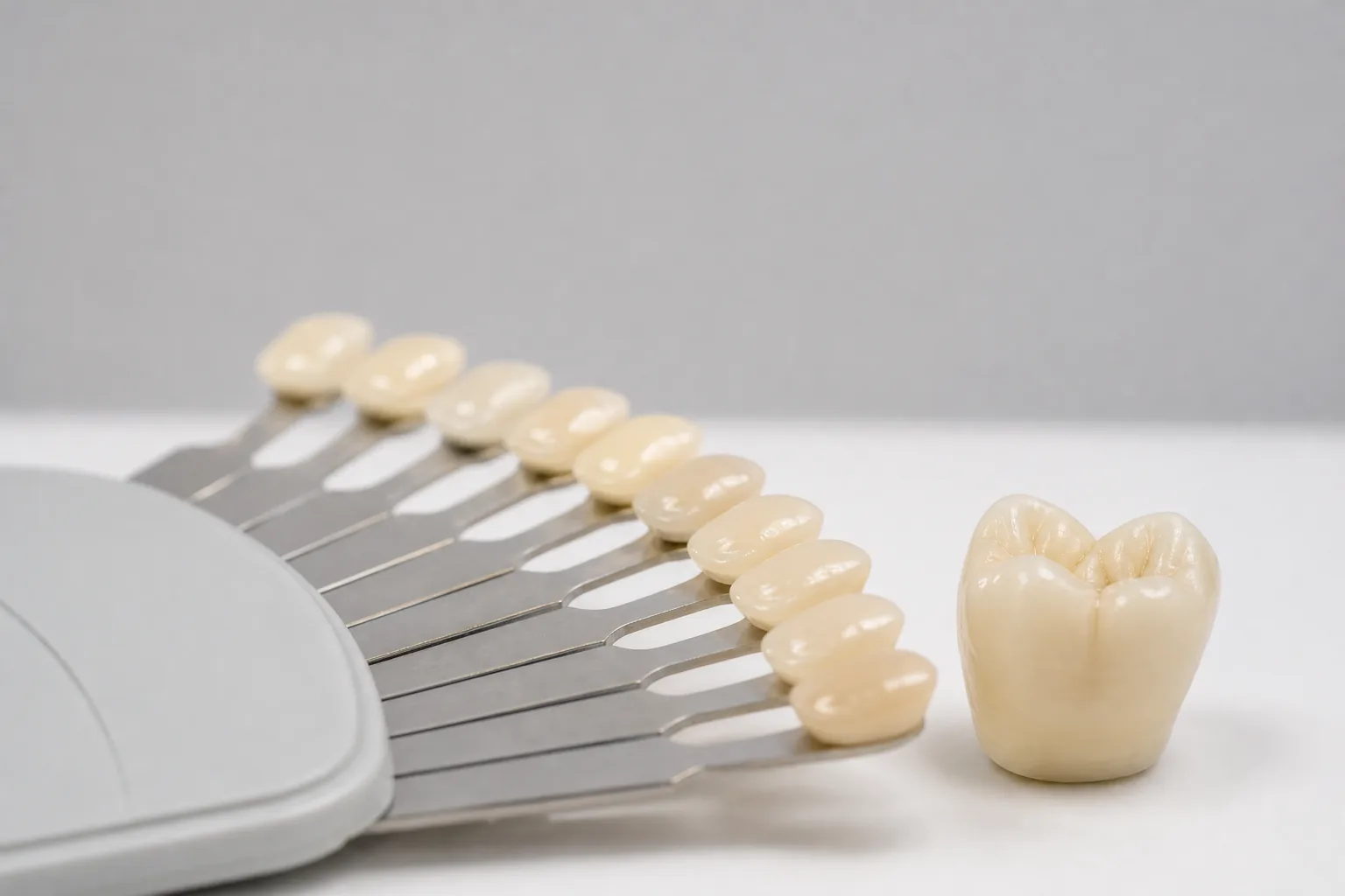 Dentist applying tooth-colored composite resin bonding material to a patient's front tooth